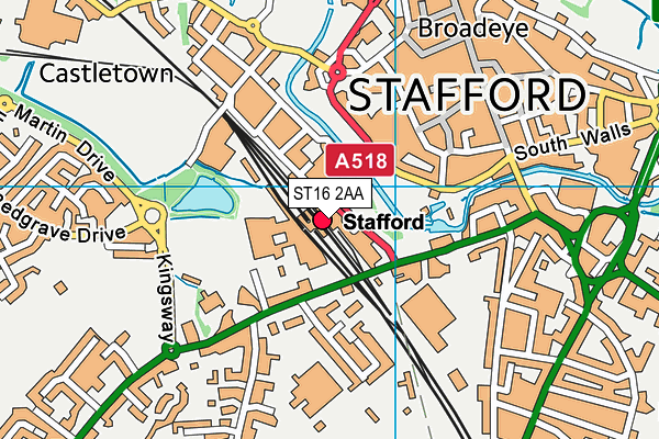ST16 2AA map - OS VectorMap District (Ordnance Survey)