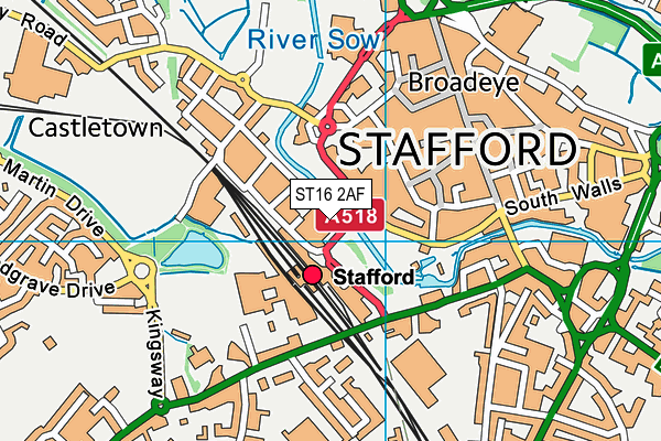 ST16 2AF map - OS VectorMap District (Ordnance Survey)