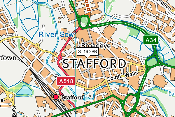 I-motion Gym (Stafford) map (ST16 2BB) - OS VectorMap District (Ordnance Survey)