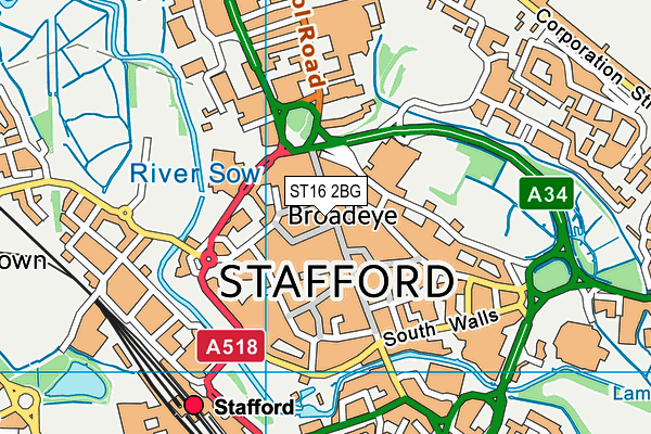 ST16 2BG map - OS VectorMap District (Ordnance Survey)