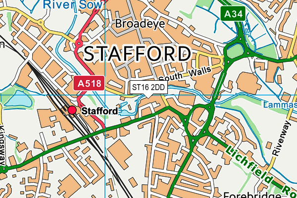 ST16 2DD map - OS VectorMap District (Ordnance Survey)