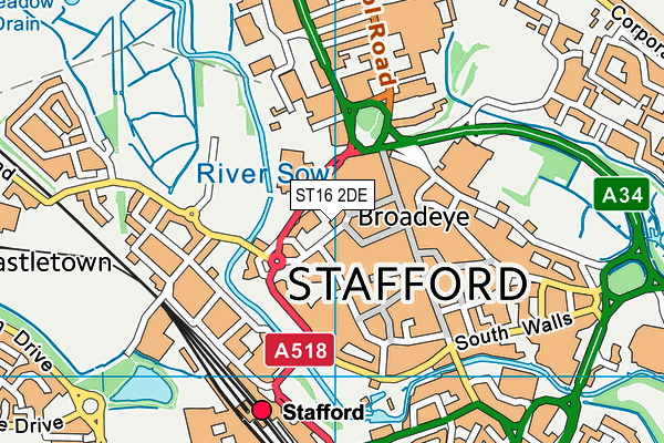 ST16 2DE map - OS VectorMap District (Ordnance Survey)