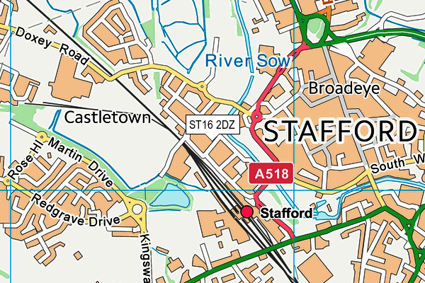 ST16 2DZ map - OS VectorMap District (Ordnance Survey)