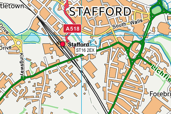 ST16 2EX map - OS VectorMap District (Ordnance Survey)