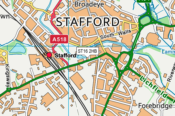 ST16 2HB map - OS VectorMap District (Ordnance Survey)