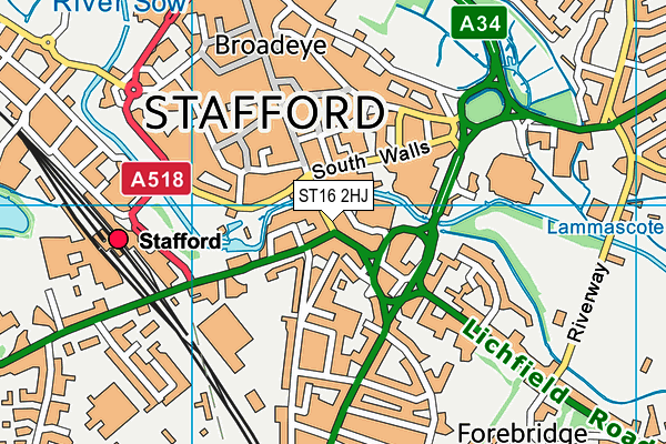 ST16 2HJ map - OS VectorMap District (Ordnance Survey)