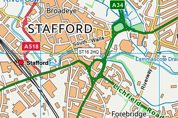 ST16 2HQ map - OS VectorMap District (Ordnance Survey)