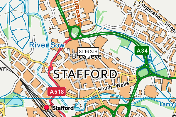 ST16 2JH map - OS VectorMap District (Ordnance Survey)