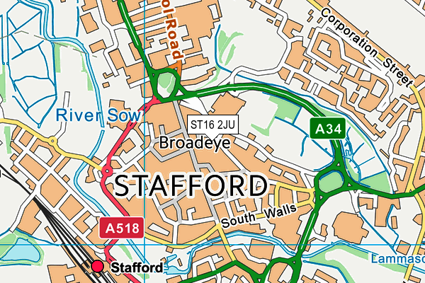 Fit 4 Life Of Stafford (Closed) map (ST16 2JU) - OS VectorMap District (Ordnance Survey)
