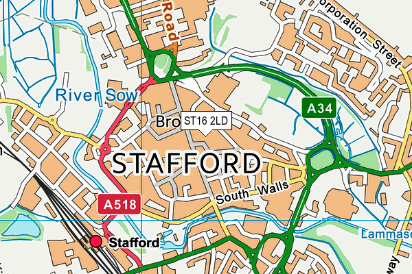 ST16 2LD map - OS VectorMap District (Ordnance Survey)