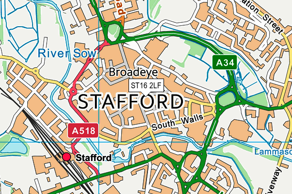 ST16 2LF map - OS VectorMap District (Ordnance Survey)