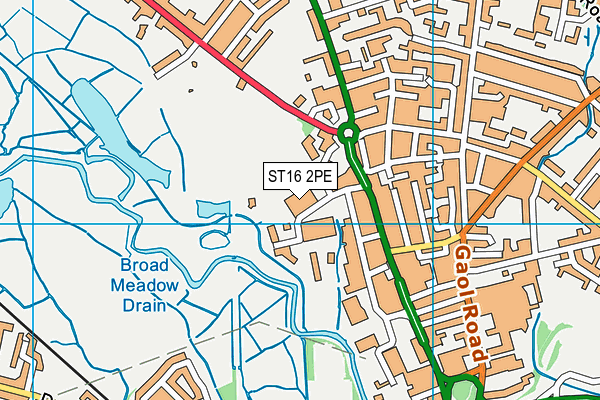 ST16 2PE map - OS VectorMap District (Ordnance Survey)