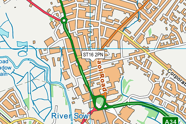 ST16 2PN map - OS VectorMap District (Ordnance Survey)