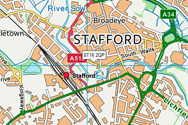 ST16 2QP map - OS VectorMap District (Ordnance Survey)