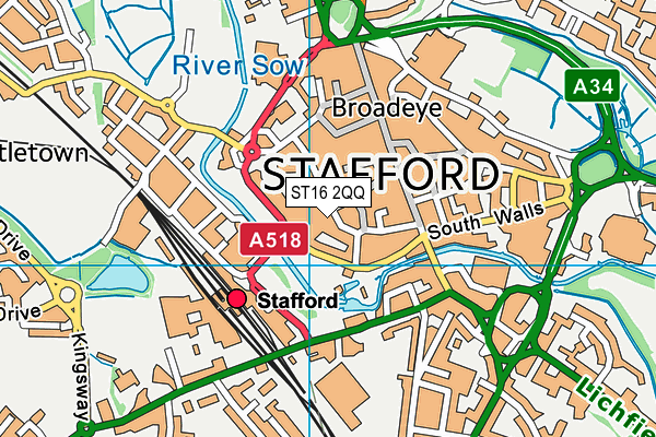 ST16 2QQ map - OS VectorMap District (Ordnance Survey)
