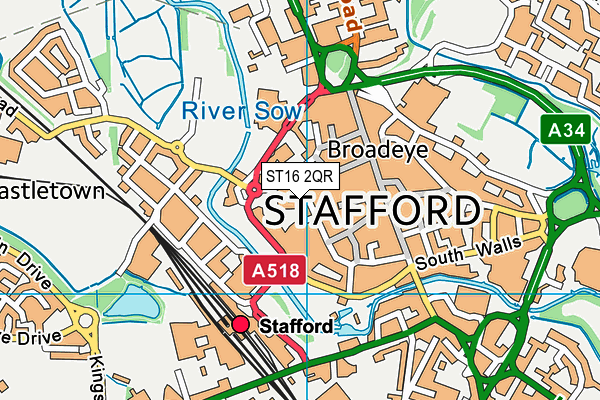 Stafford College map (ST16 2QR) - OS VectorMap District (Ordnance Survey)