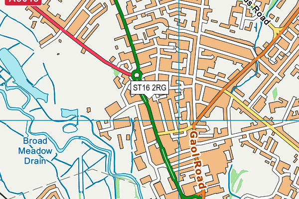 ST16 2RG map - OS VectorMap District (Ordnance Survey)