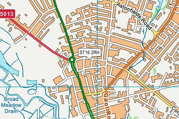 ST16 2RH map - OS VectorMap District (Ordnance Survey)
