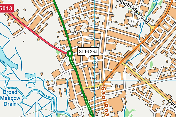 ST16 2RJ map - OS VectorMap District (Ordnance Survey)