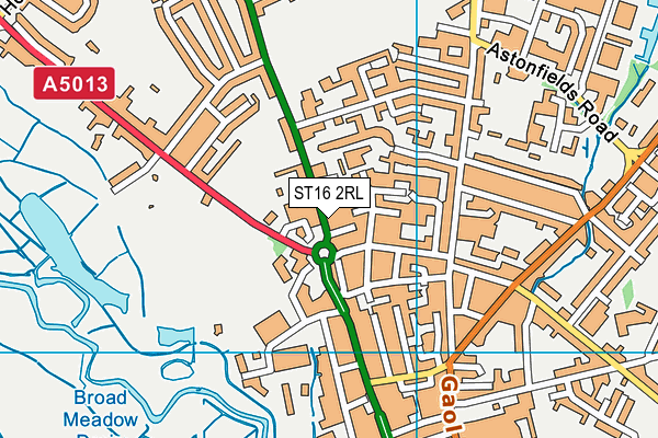 ST16 2RL map - OS VectorMap District (Ordnance Survey)