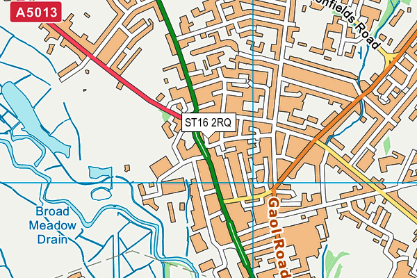 ST16 2RQ map - OS VectorMap District (Ordnance Survey)