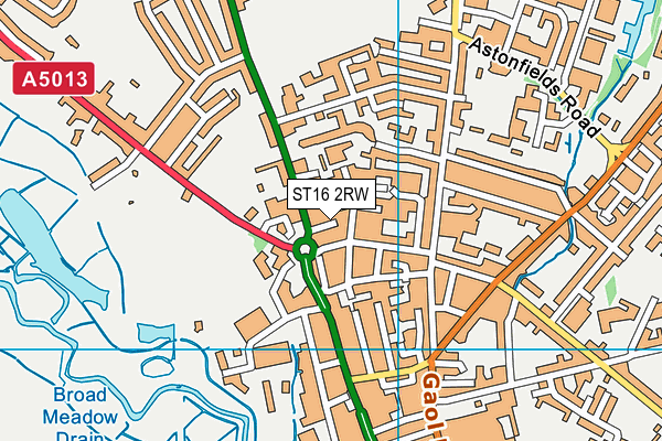 ST16 2RW map - OS VectorMap District (Ordnance Survey)