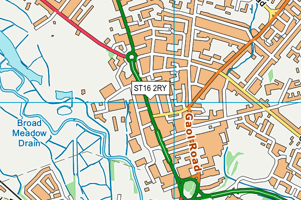 ST16 2RY map - OS VectorMap District (Ordnance Survey)