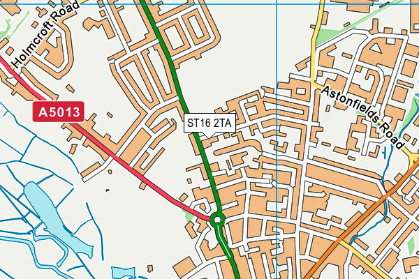 ST16 2TA map - OS VectorMap District (Ordnance Survey)