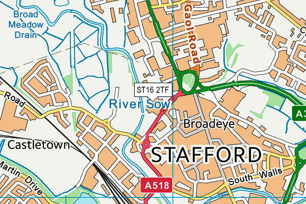 ST16 2TF map - OS VectorMap District (Ordnance Survey)