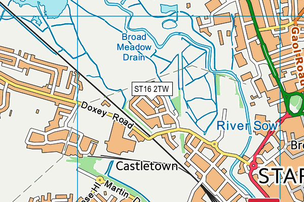 ST16 2TW map - OS VectorMap District (Ordnance Survey)