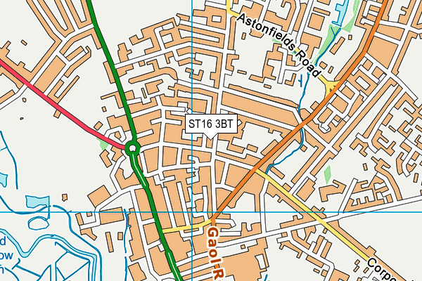 ST16 3BT map - OS VectorMap District (Ordnance Survey)