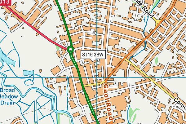 ST16 3BW map - OS VectorMap District (Ordnance Survey)