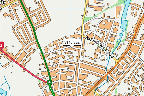 ST16 3BZ map - OS VectorMap District (Ordnance Survey)