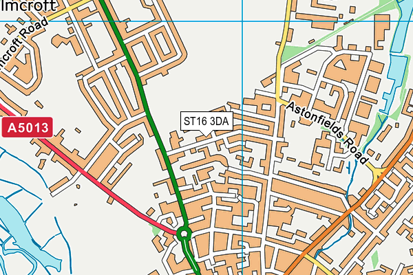 ST16 3DA map - OS VectorMap District (Ordnance Survey)