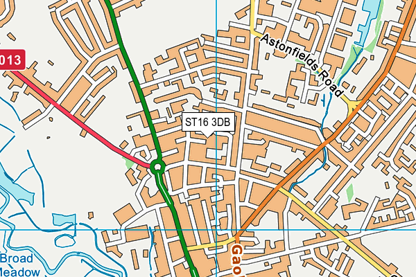 ST16 3DB map - OS VectorMap District (Ordnance Survey)
