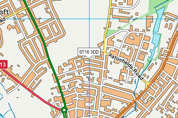 ST16 3DD map - OS VectorMap District (Ordnance Survey)
