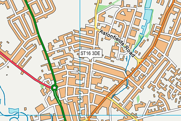 ST16 3DE map - OS VectorMap District (Ordnance Survey)