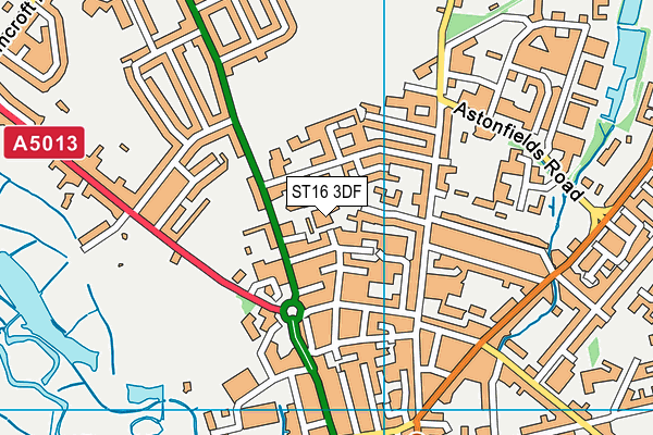 ST16 3DF map - OS VectorMap District (Ordnance Survey)