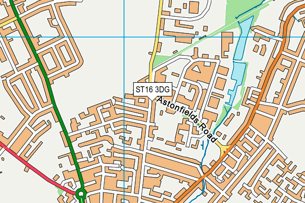 ST16 3DG map - OS VectorMap District (Ordnance Survey)