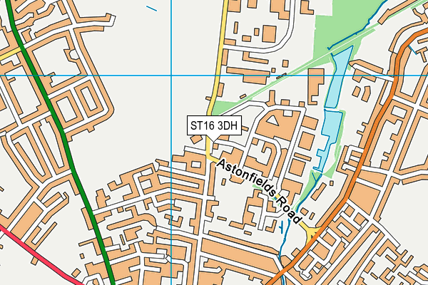 ST16 3DH map - OS VectorMap District (Ordnance Survey)