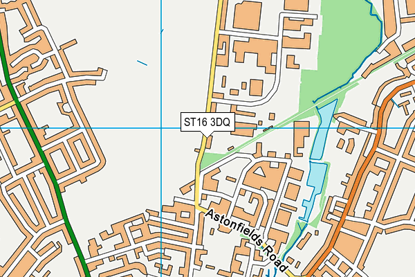 ST16 3DQ map - OS VectorMap District (Ordnance Survey)