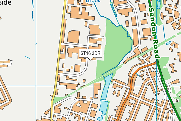 ST16 3DR map - OS VectorMap District (Ordnance Survey)