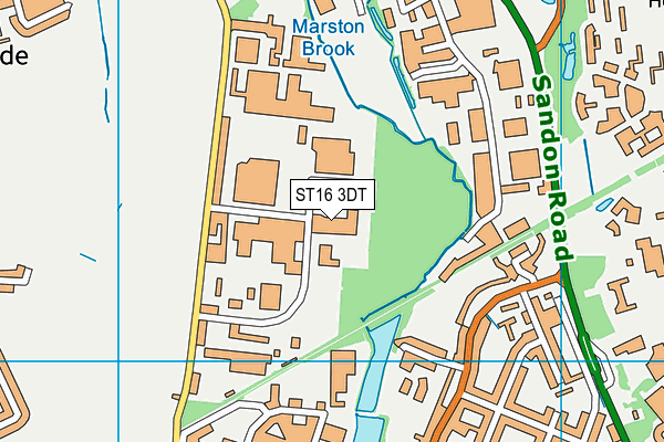 ST16 3DT map - OS VectorMap District (Ordnance Survey)