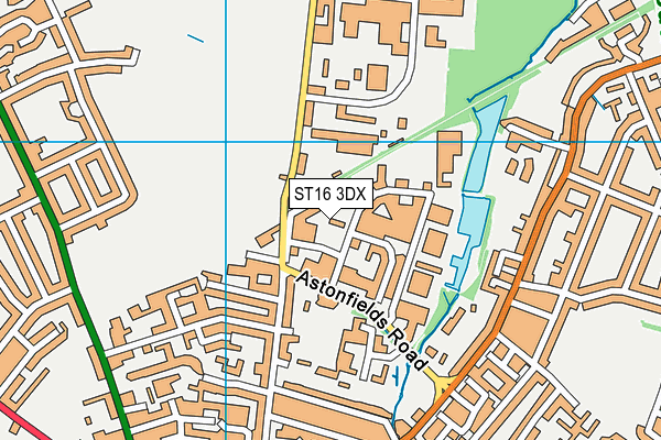 ST16 3DX map - OS VectorMap District (Ordnance Survey)