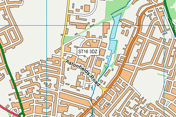 ST16 3DZ map - OS VectorMap District (Ordnance Survey)