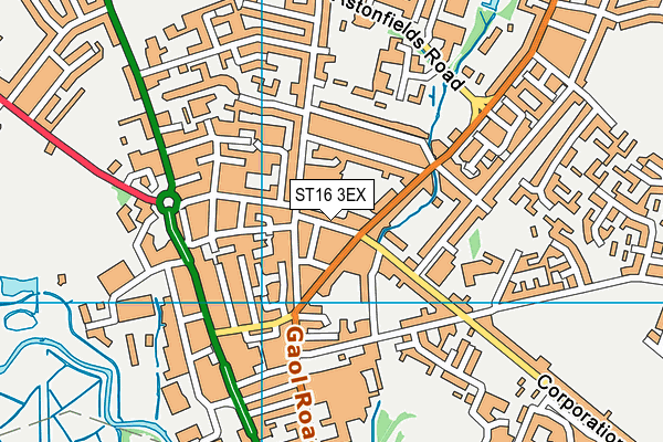 ST16 3EX map - OS VectorMap District (Ordnance Survey)