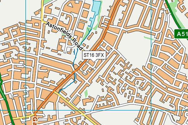 ST16 3FX map - OS VectorMap District (Ordnance Survey)