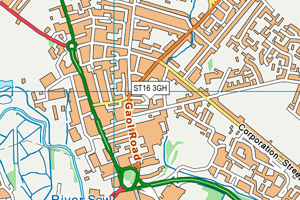 ST16 3GH map - OS VectorMap District (Ordnance Survey)