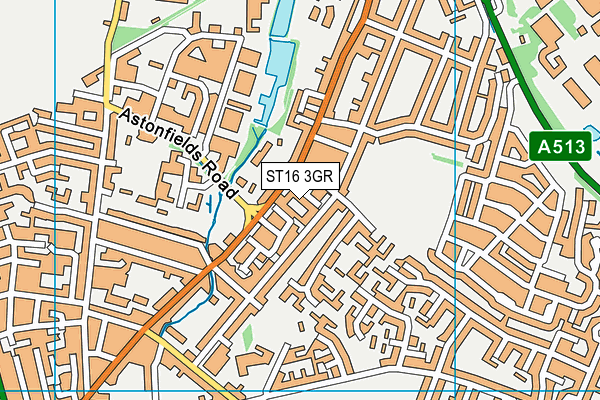 ST16 3GR map - OS VectorMap District (Ordnance Survey)