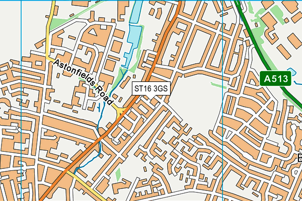 ST16 3GS map - OS VectorMap District (Ordnance Survey)